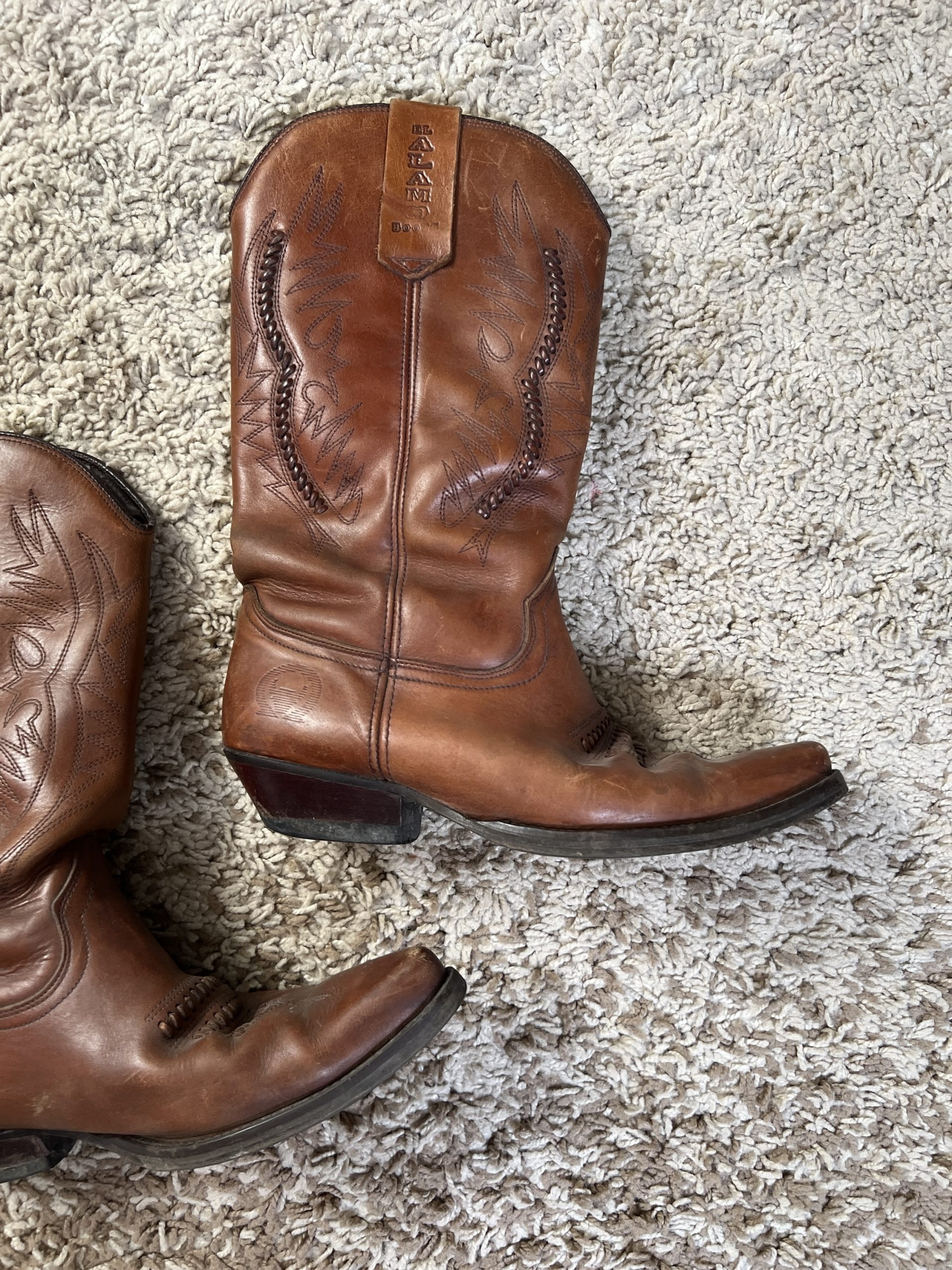 Brown Leather Boots - Western Style - Size 42 (EU) - Image 3