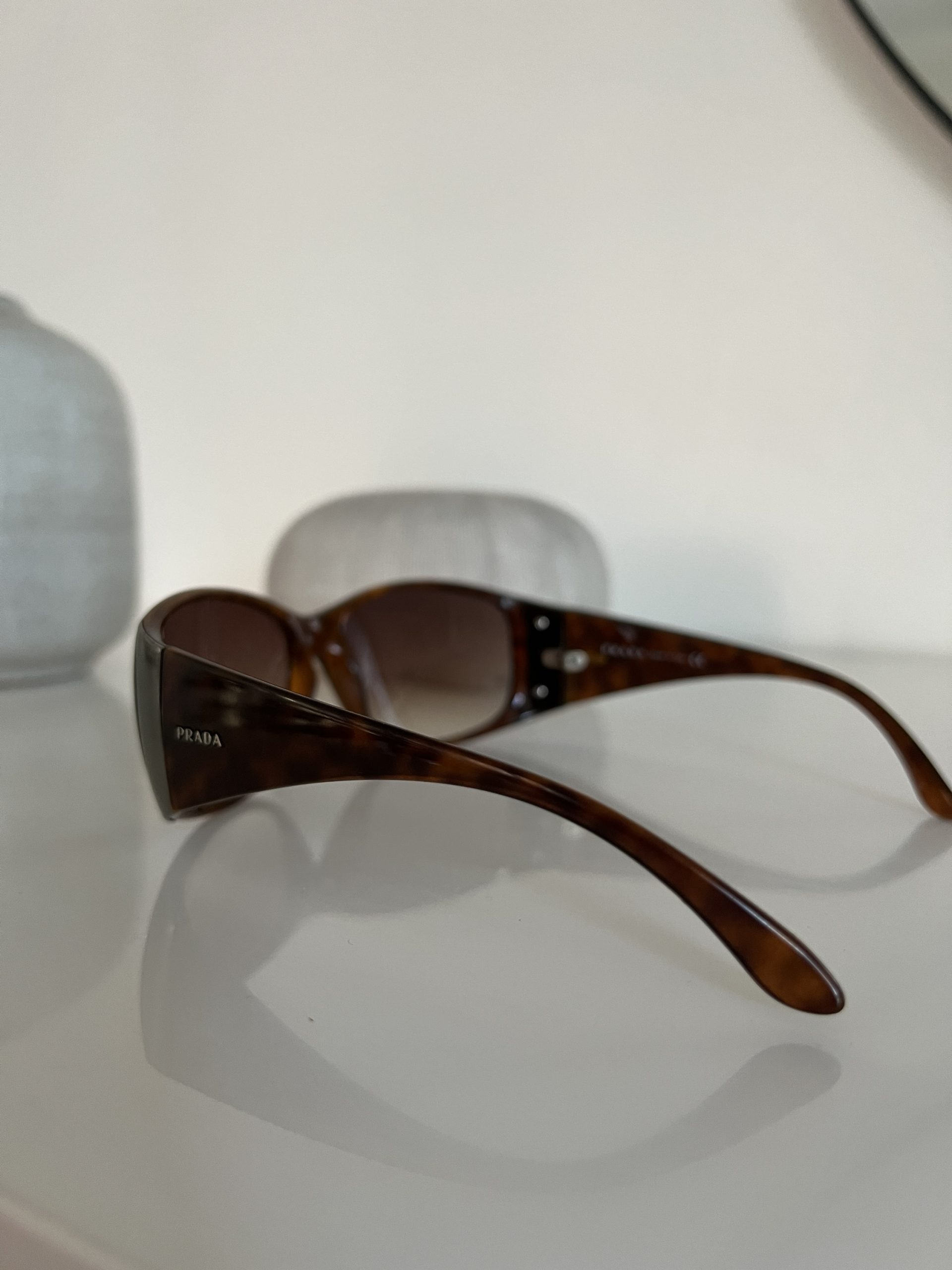 Prada Vintage Shield Sunglasses - Tortoise Shell Frame - Y2K Aesthetic - Image 7