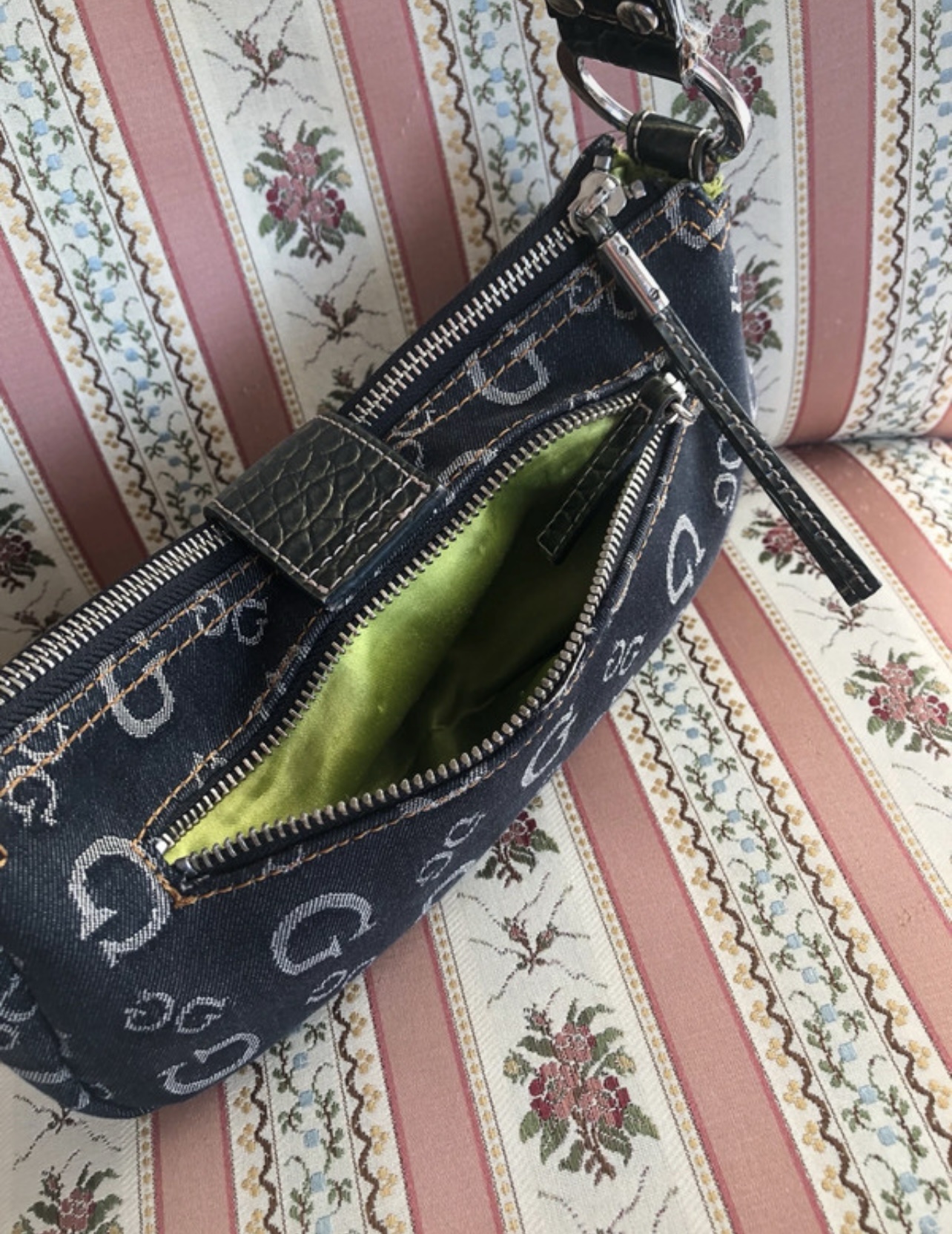 Guess Monogram Shoulder Bag - Y2K Denim & Croc Effect Style - Image 2