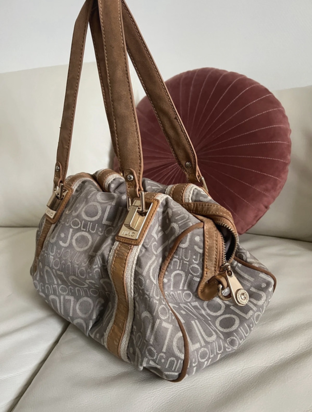 Liu Jo Monogram Shoulder Bag - Brown & Grey - Image 3