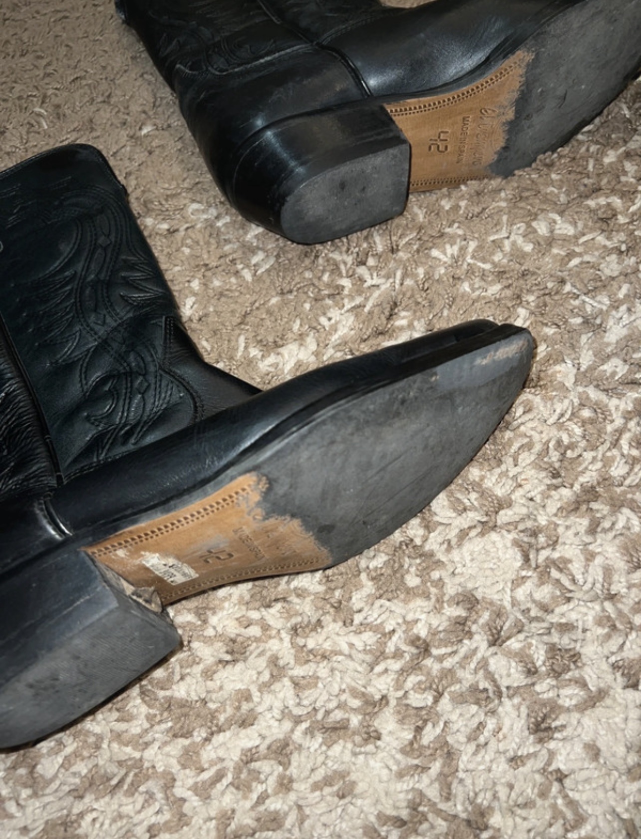 Classic Black Leather Cowboy Boots - Size 42 - Image 2