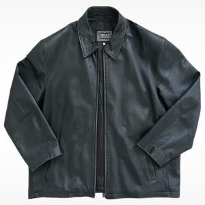 Versace Classic Black Leather Bomber Jacket - Size Large (L)