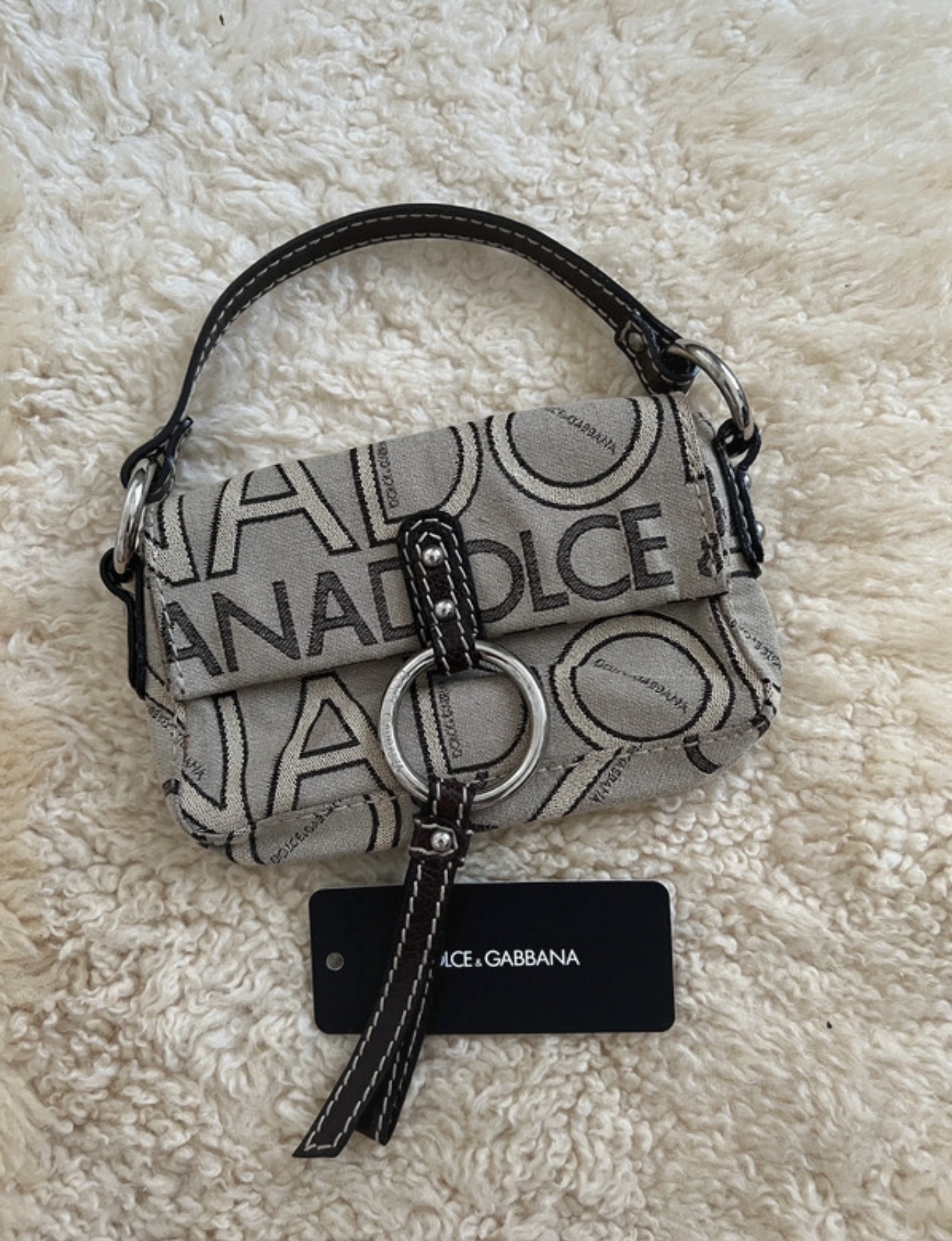 Dolce & Gabbana Logo Print Canvas Shoulder Bag - Grey & Black - Image 2