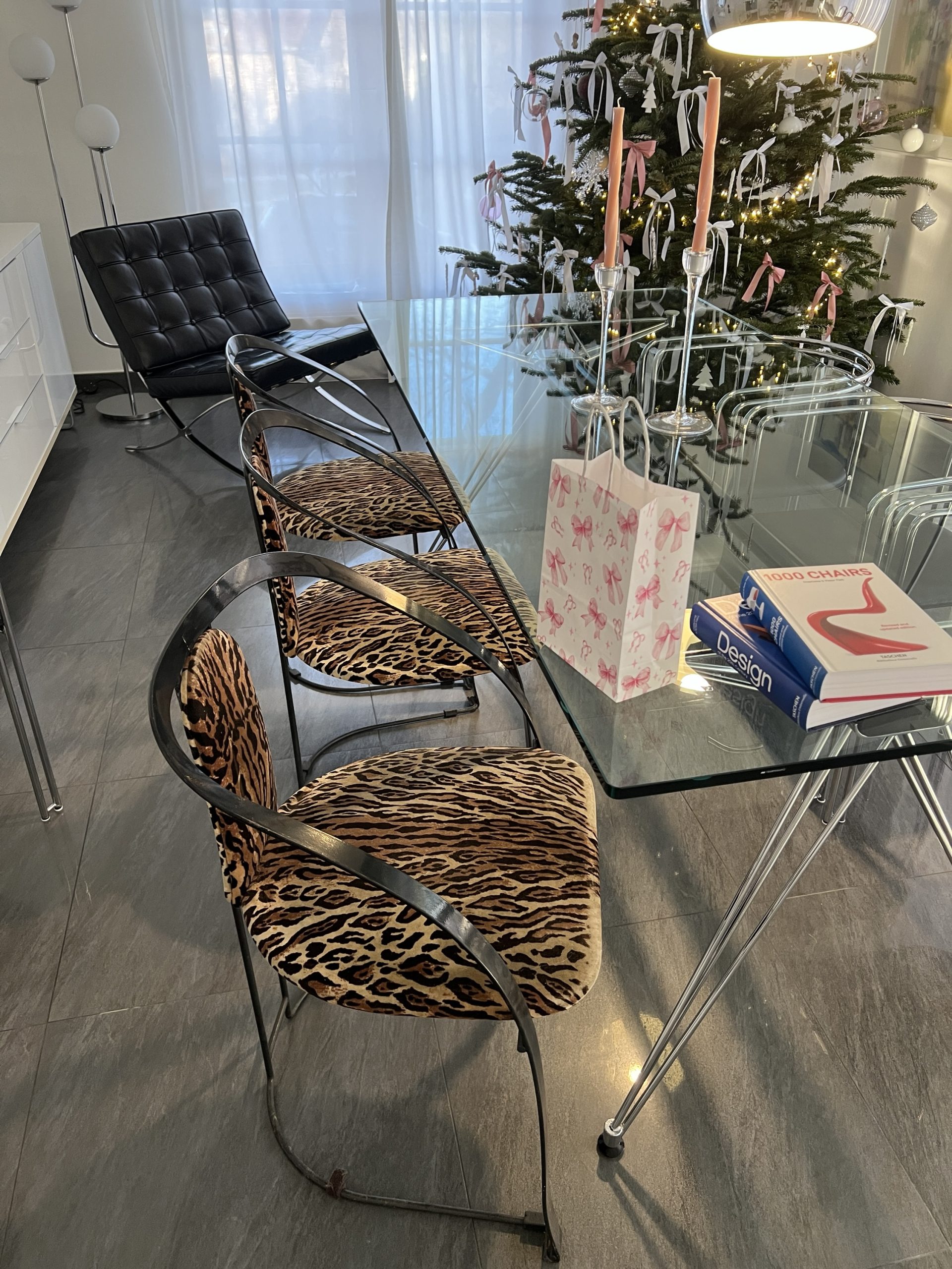 Leopard Print Side Chairs with Black Metal Frames - Image 2