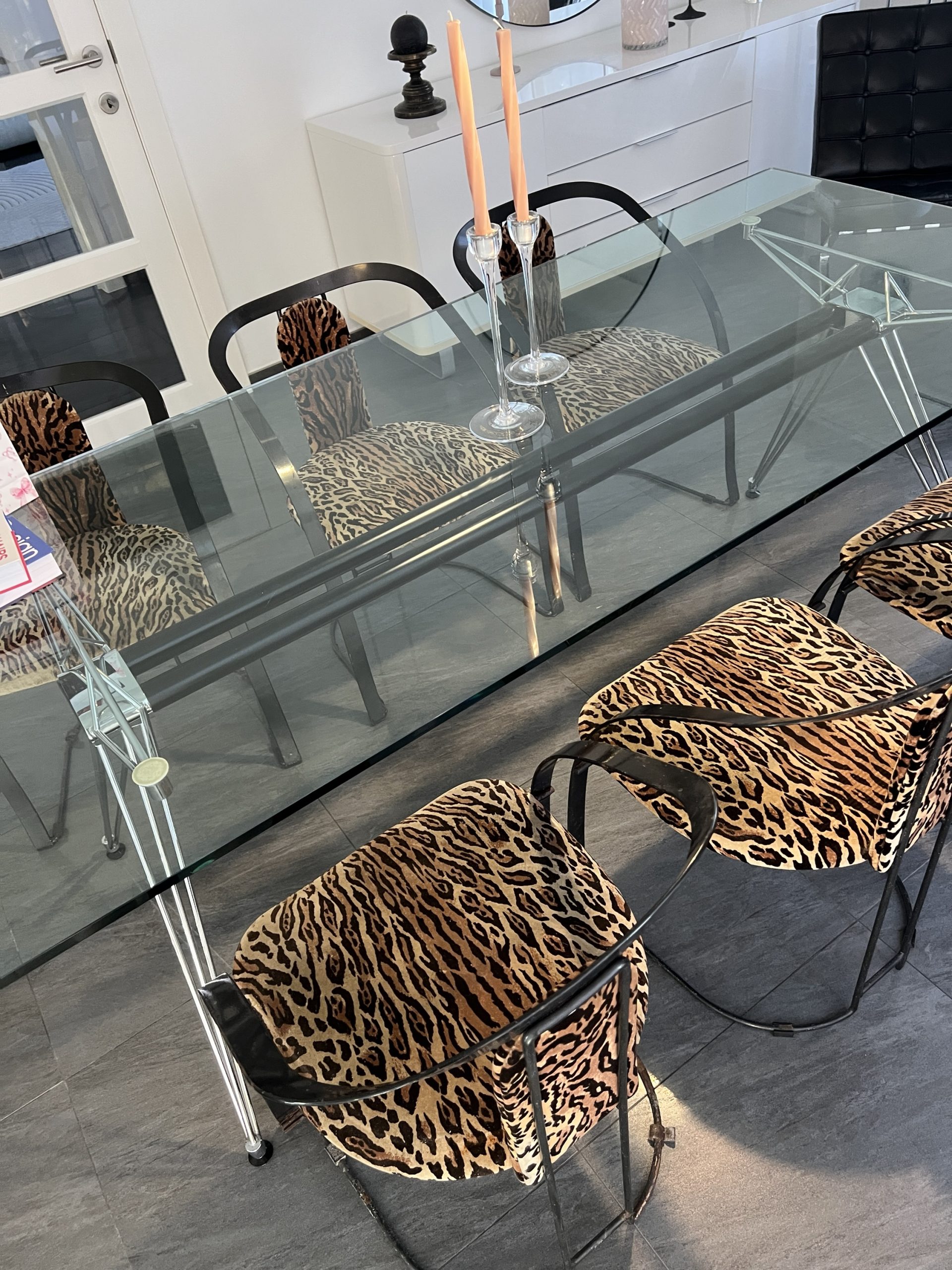 Leopard Print Side Chairs with Black Metal Frames - Image 7