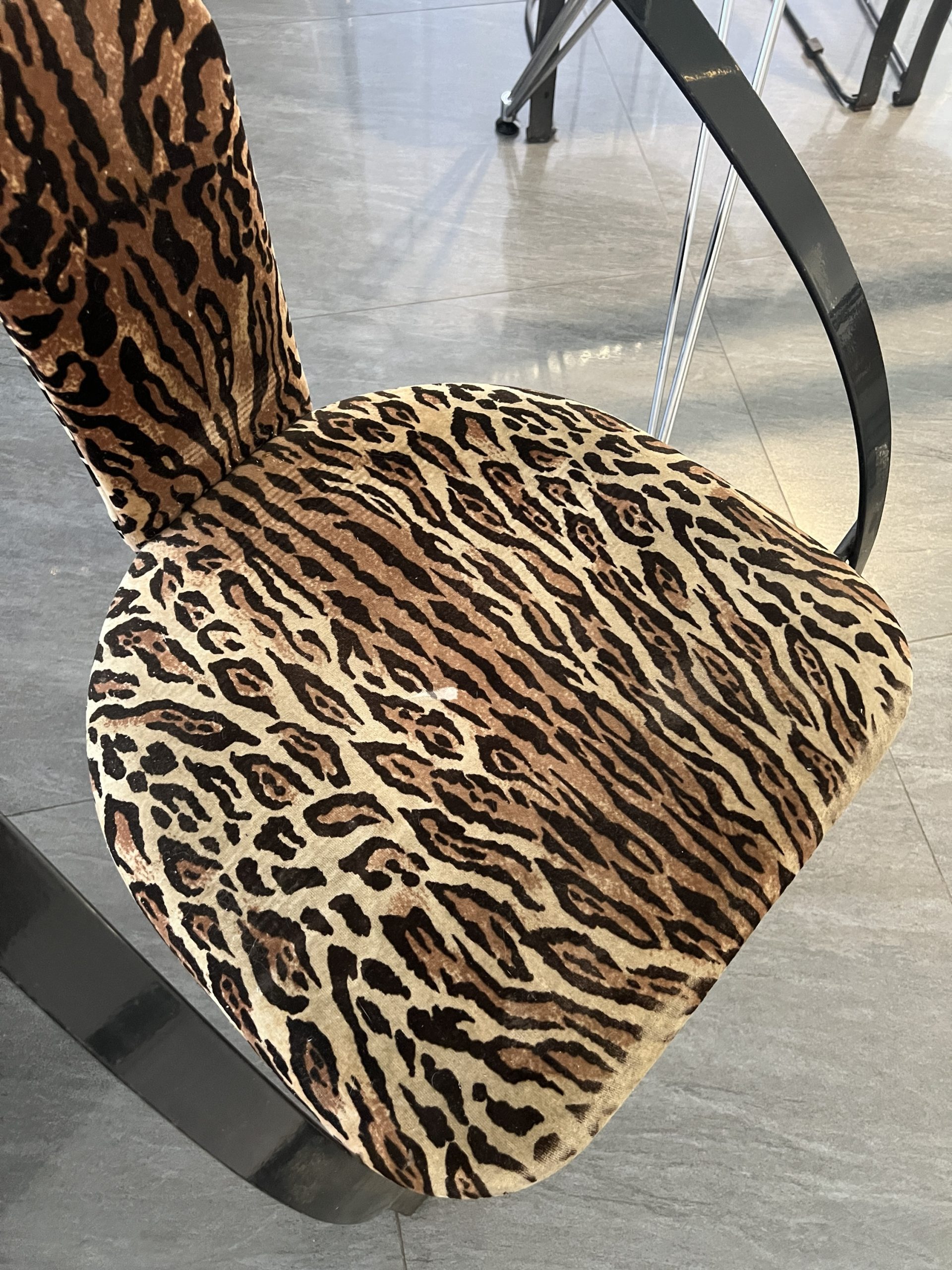 Leopard Print Side Chairs with Black Metal Frames - Image 4