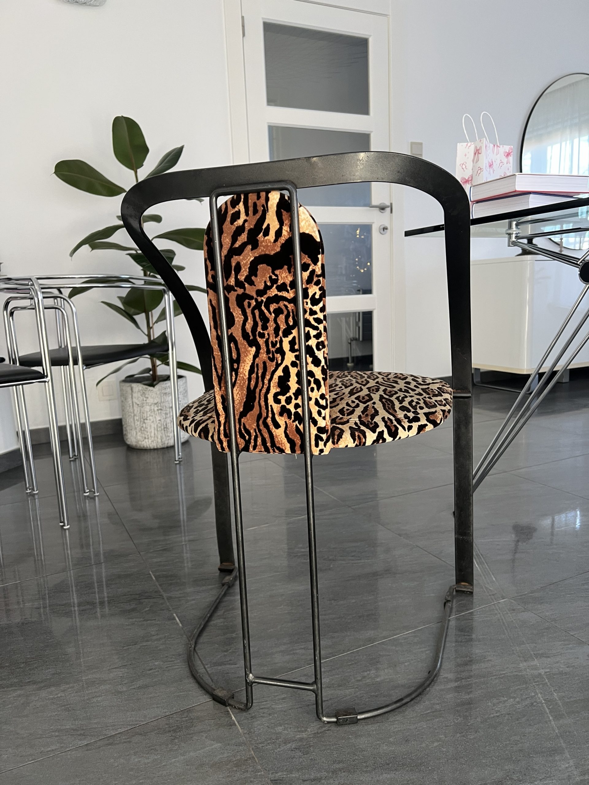Leopard Print Side Chairs with Black Metal Frames - Image 6