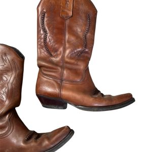 Brown Leather Boots - Western Style - Size 42 (EU)