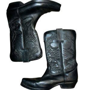 Classic Black Leather Cowboy Boots - Size 42