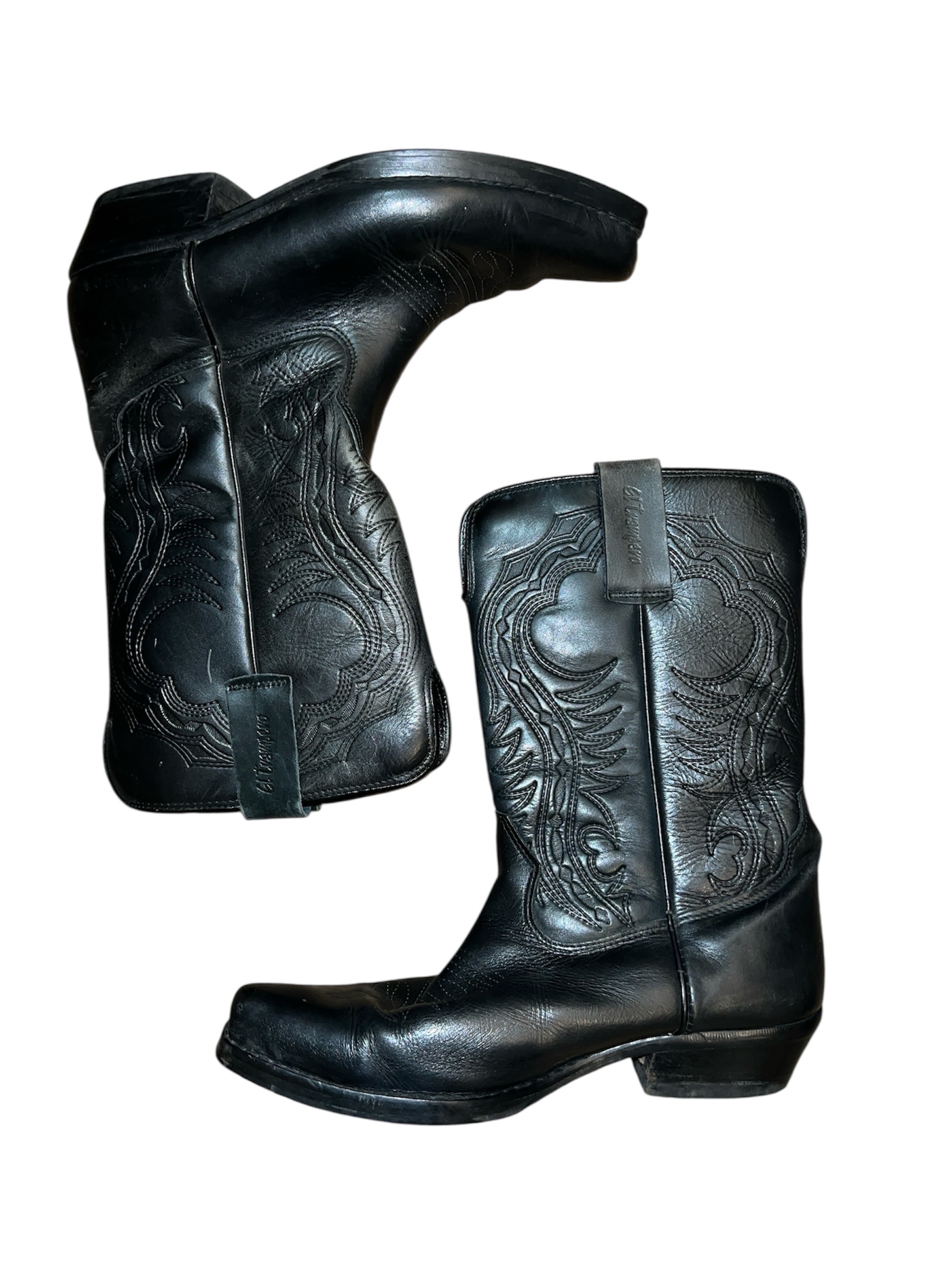Classic Black Leather Cowboy Boots - Size 42