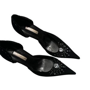 Black Suede Pointed Toe Pumps- Size 38 (EU)