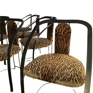 Leopard Print Side Chairs with Black Metal Frames