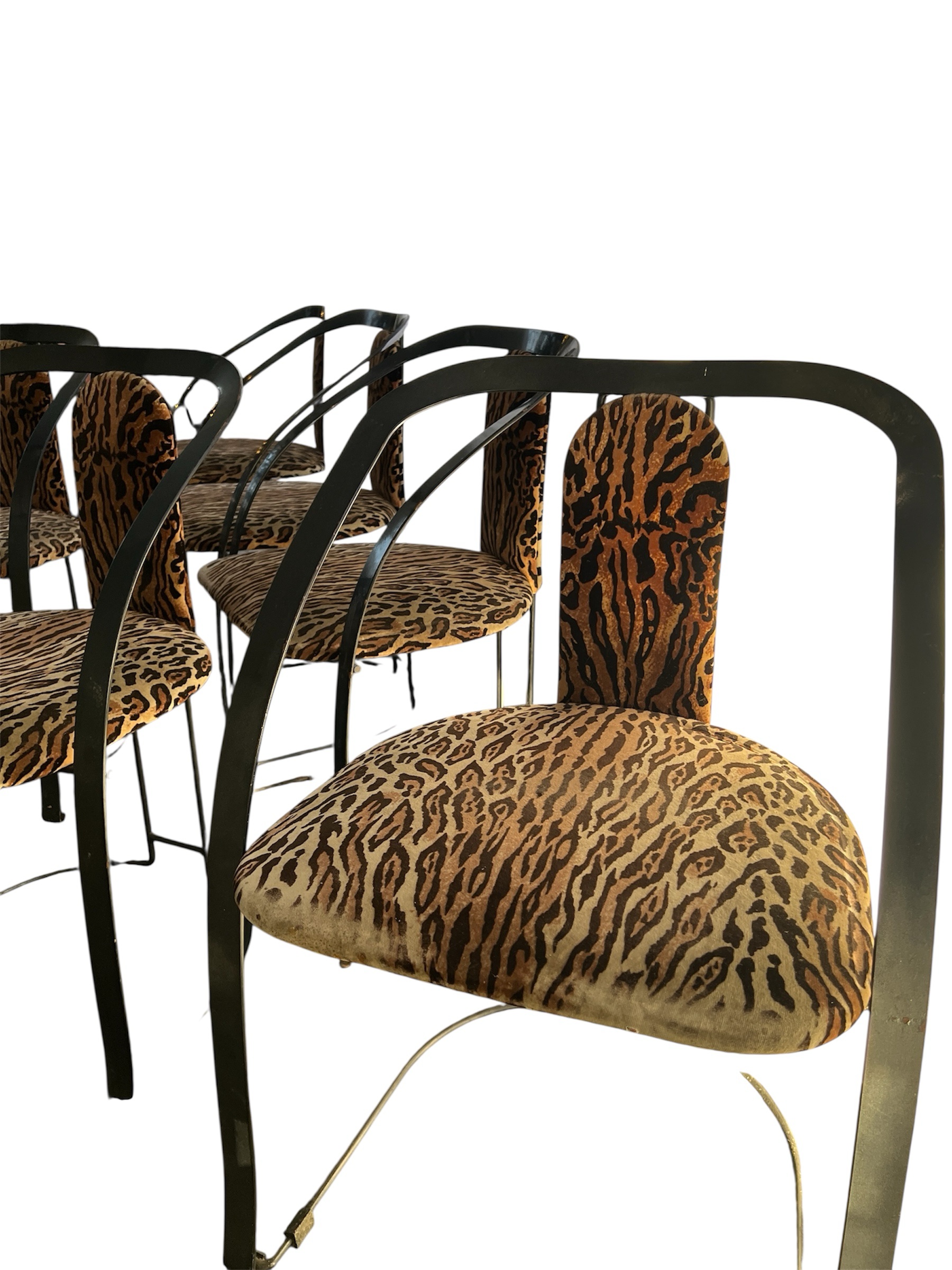 Leopard Print Side Chairs with Black Metal Frames
