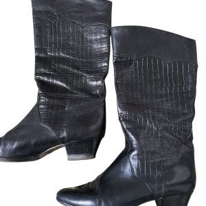Vintage Black Leather Boots - Size 38 (EU)