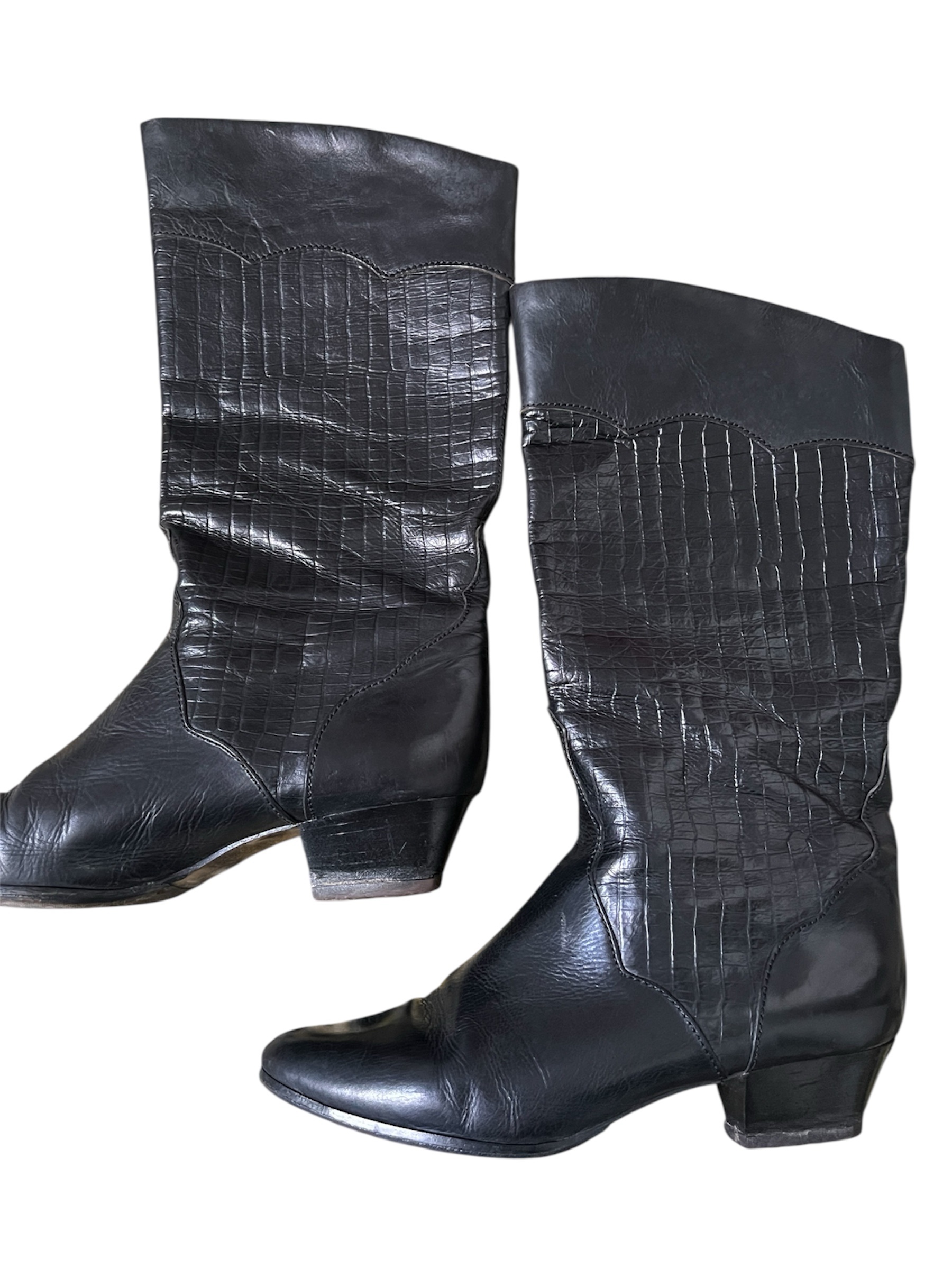 Vintage Black Leather Boots – Size 38 (EU)