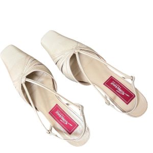 Brand New Cream Pointed-Toe Slingback Kitten Heels – Size 37