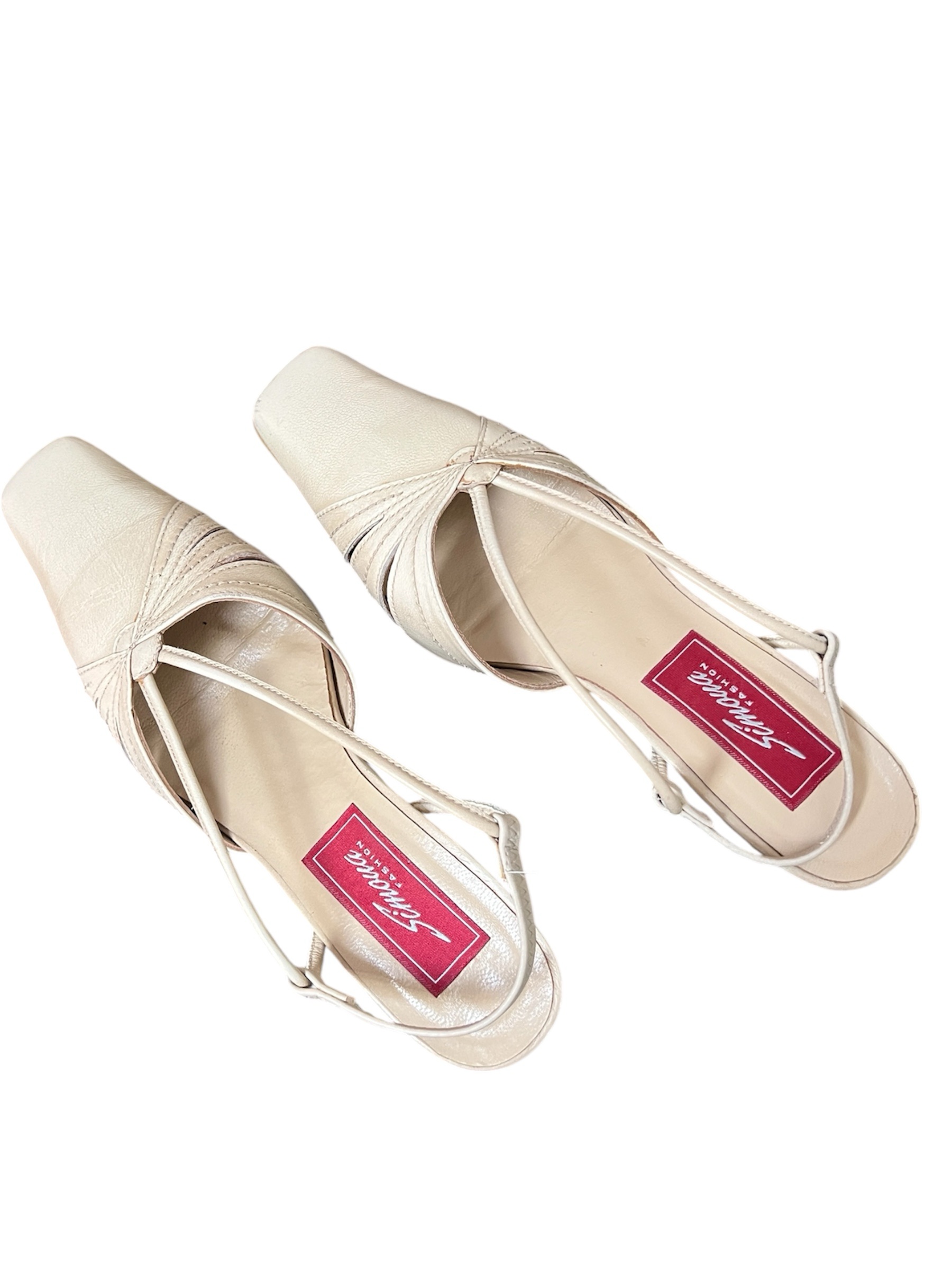 Brand New Cream Pointed-Toe Slingback Kitten Heels – Size 37
